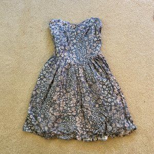 Forever 21 Strapless Blue Floral Mini Dress S